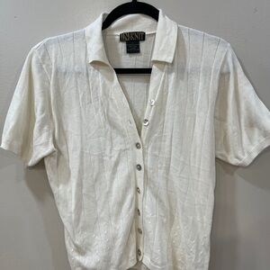 VTG Cream Knit Button-Up Blouse
